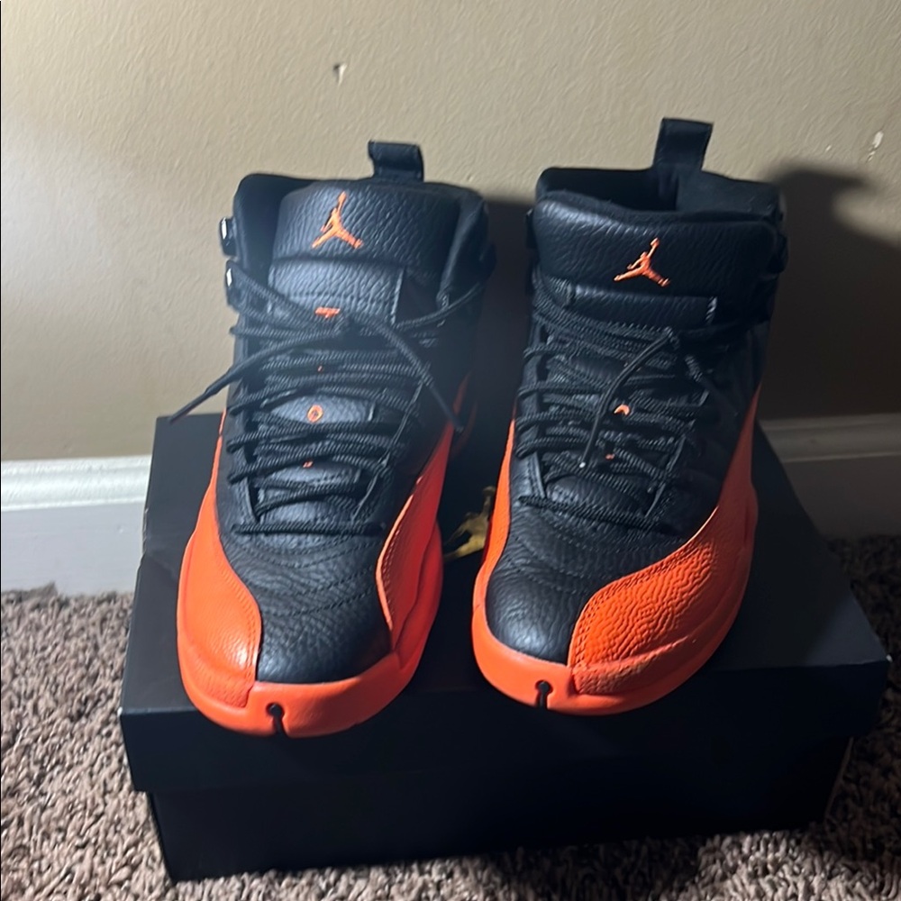 Black and Orange High-Top Sneakers